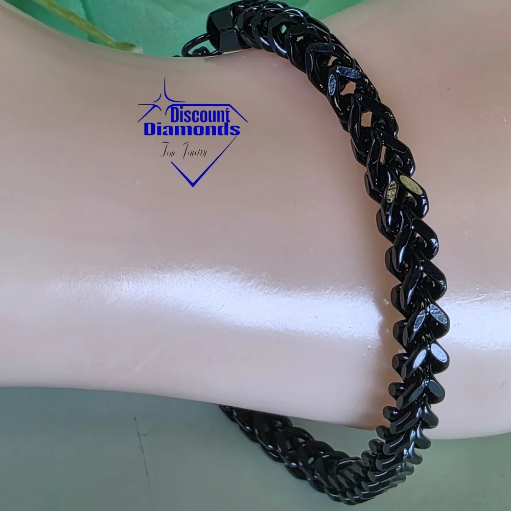 Men's Black Woven Wheat Titanium Bracelet